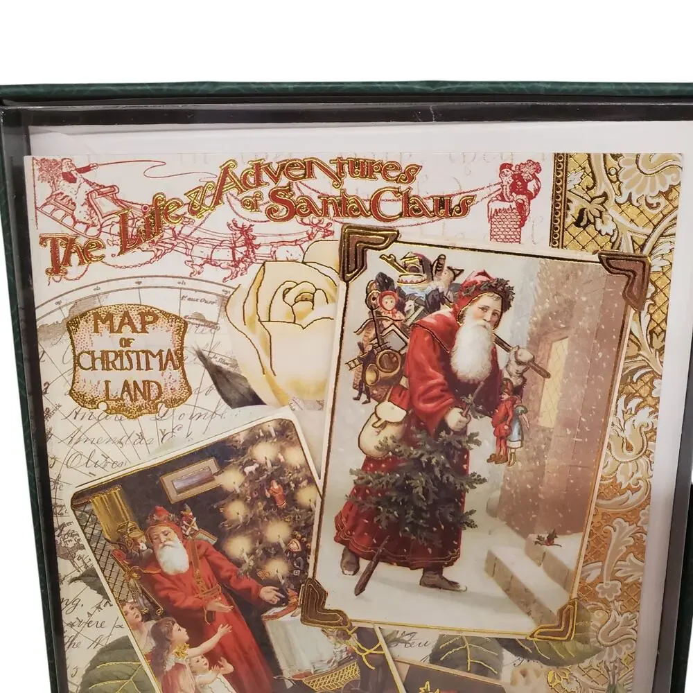 Vintage Santa Claus Christmas Cards Victorian Punch Studio Cards Gold Accents